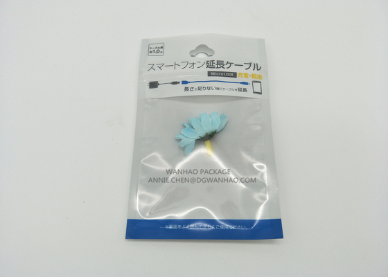 Metallisieren Sie Verpackentaschen der Film-Folie für Elektronikzusatzkopfhörer, ein Seitenklares mit Zipverschluß und Fallloch
